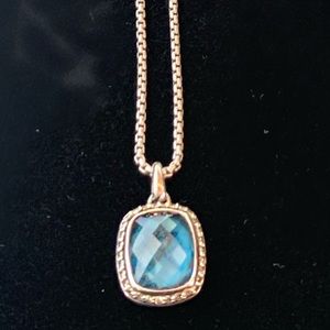 David Yurman Blue Topaz Noblesse Pendant Necklace